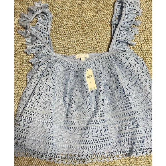 Anthropologie Ruffled Lace Tank - BLUE - NWT - XL - Picture 5 of 11